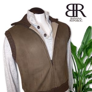 Banana Republic Vintage Reversible Brown & Cream Zip-up Vest